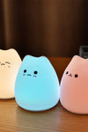 Cute Cat Night Light For Baby Kids Cartoon 7 Colors Silicone Sleeping Lamp Touch Sensor Table Lamp For Home Bedroom Decoration