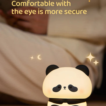 Panda LED Night Light Cute Silicone Night Light USB Rechargeable Touch Night Lamp Bedroom Timing Lamp Decoration Children's Gift
