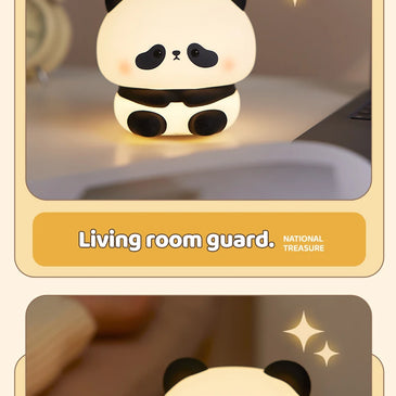 Panda LED Night Light Cute Silicone Night Light USB Rechargeable Touch Night Lamp Bedroom Timing Lamp Decoration Children's Gift