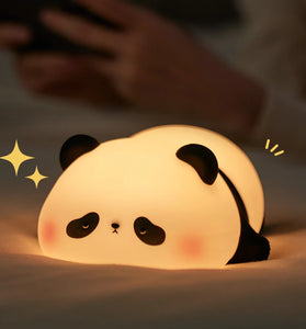 Panda LED Night Light Cute Silicone Night Light USB Rechargeable Touch Night Lamp Bedroom Timing Lamp Decoration Children's Gift