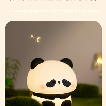 Panda LED Night Light Cute Silicone Night Light USB Rechargeable Touch Night Lamp Bedroom Timing Lamp Decoration Children's Gift