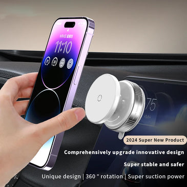 Magnetic Car Mount Mobile Phone Holder Vacuum Adsorption 360° Rotation Super Strong Suction Bracket for Iphone12-16 Smartphone