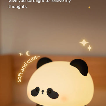 Panda LED Night Light Cute Silicone Night Light USB Rechargeable Touch Night Lamp Bedroom Timing Lamp Decoration Children's Gift