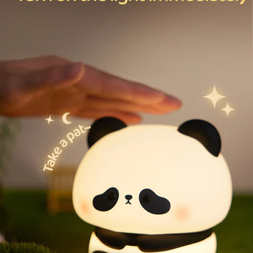 Panda LED Night Light Cute Silicone Night Light USB Rechargeable Touch Night Lamp Bedroom Timing Lamp Decoration Children's Gift