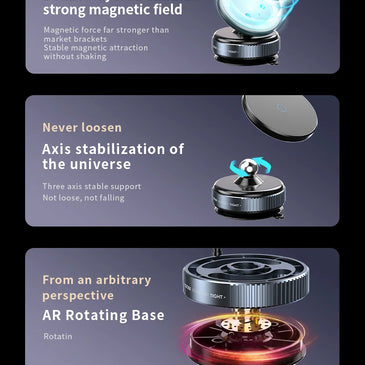 Magnetic Car Mount Mobile Phone Holder Vacuum Adsorption 360° Rotation Super Strong Suction Bracket for Iphone12-16 Smartphone