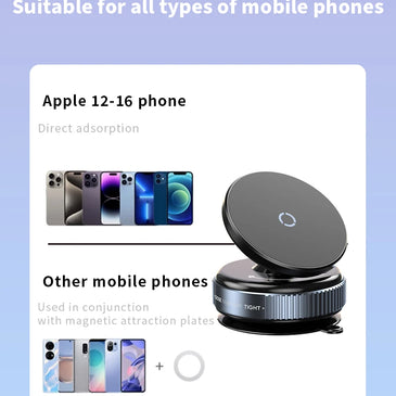 Magnetic Car Mount Mobile Phone Holder Vacuum Adsorption 360° Rotation Super Strong Suction Bracket for Iphone12-16 Smartphone