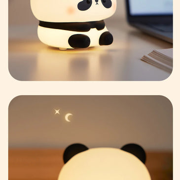 Panda LED Night Light Cute Silicone Night Light USB Rechargeable Touch Night Lamp Bedroom Timing Lamp Decoration Children's Gift
