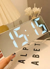 Smart Alarm Clock Bedside Table Led Alarm Clock Digital Children's Electronic Alarm Clock Curved Screen Mirror Temperature