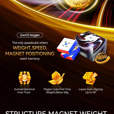 GAN15 MagLev UV 3x3 Magnetic Speed Cube – Professional Stickerless Puzzle Toy